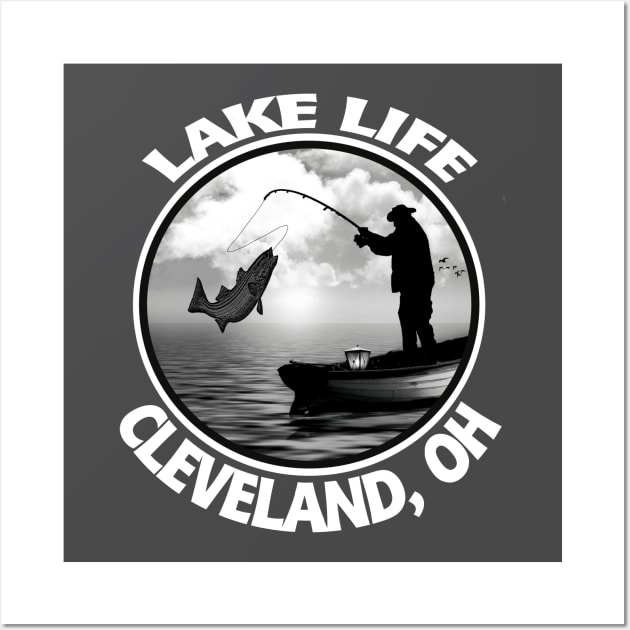 Cleveland Ohio Lake Life Fishing Walleye Perch Bass Fish Wall Art by DesignFunk